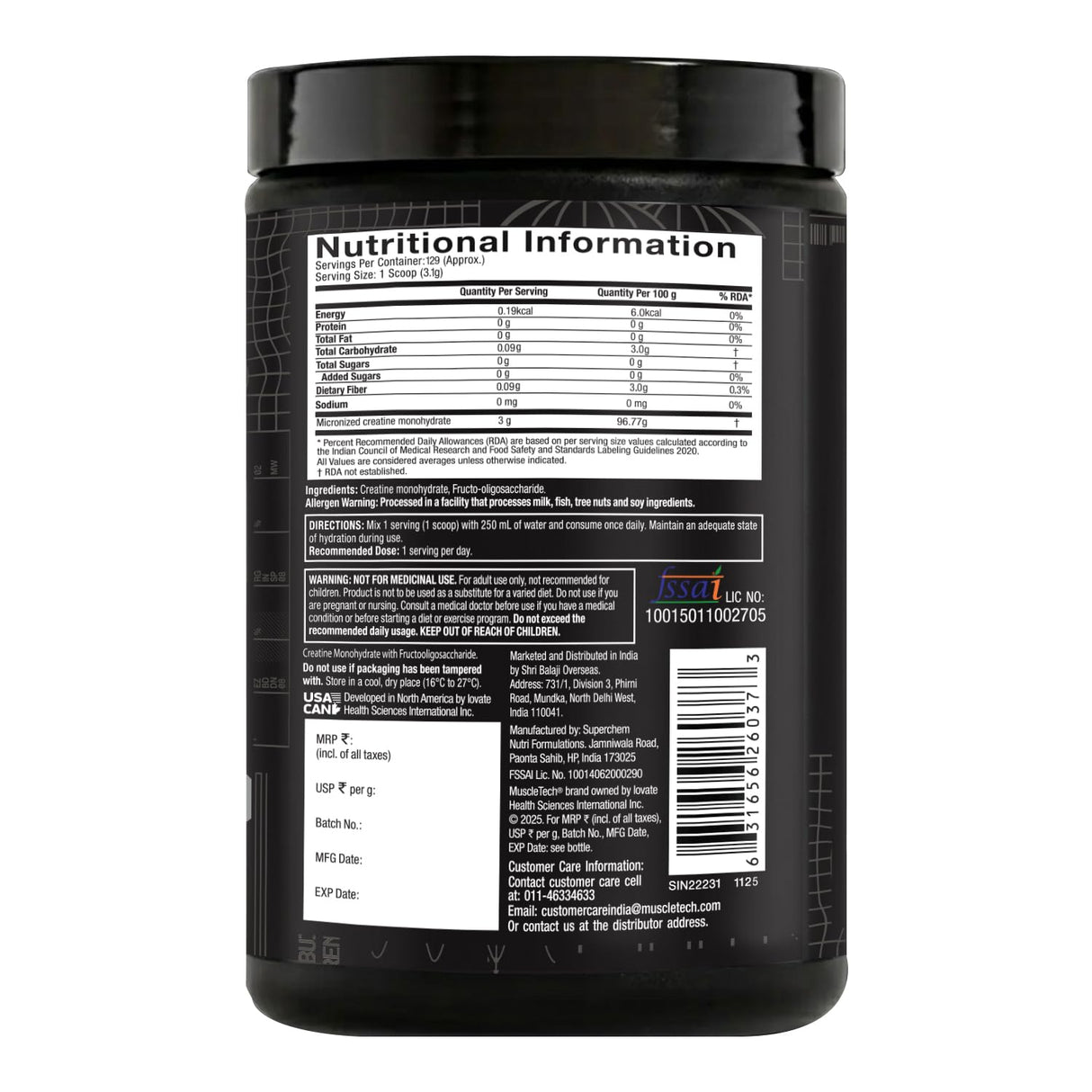 Muscletech Creatine Essential Series - 400 Gms