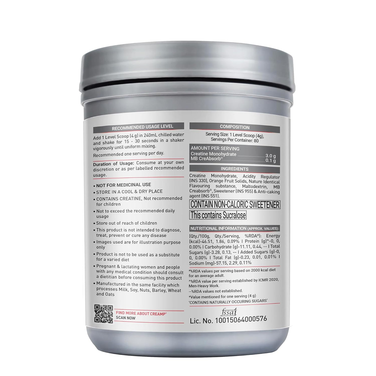 MuscleBlaze Creatine Monohydrate CreAMP - 80 Servings