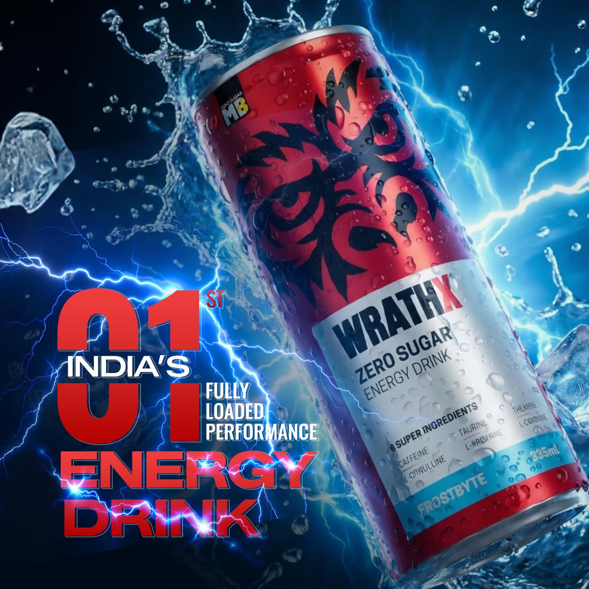 MuscleBlaze WrathX Energy Drink | Frostbyte | 335ml x  Pack of 6