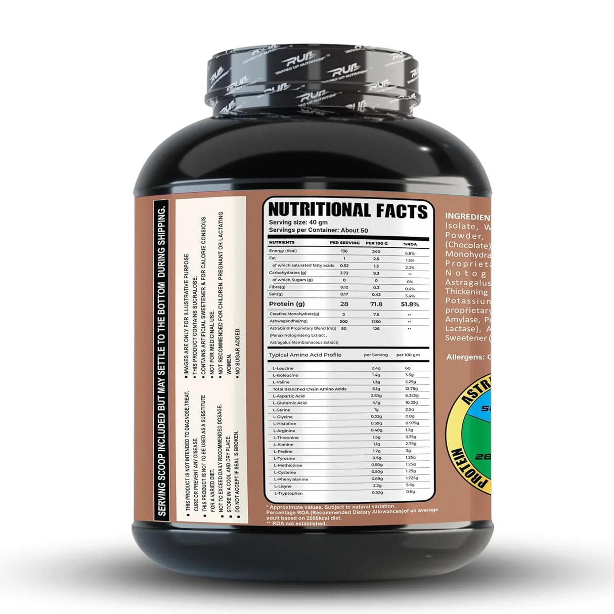 Ripped Up Nutrition Premium Nitro Whey Protein | Lean Muscle Support & Recovery | 2Kg, 50 Servings