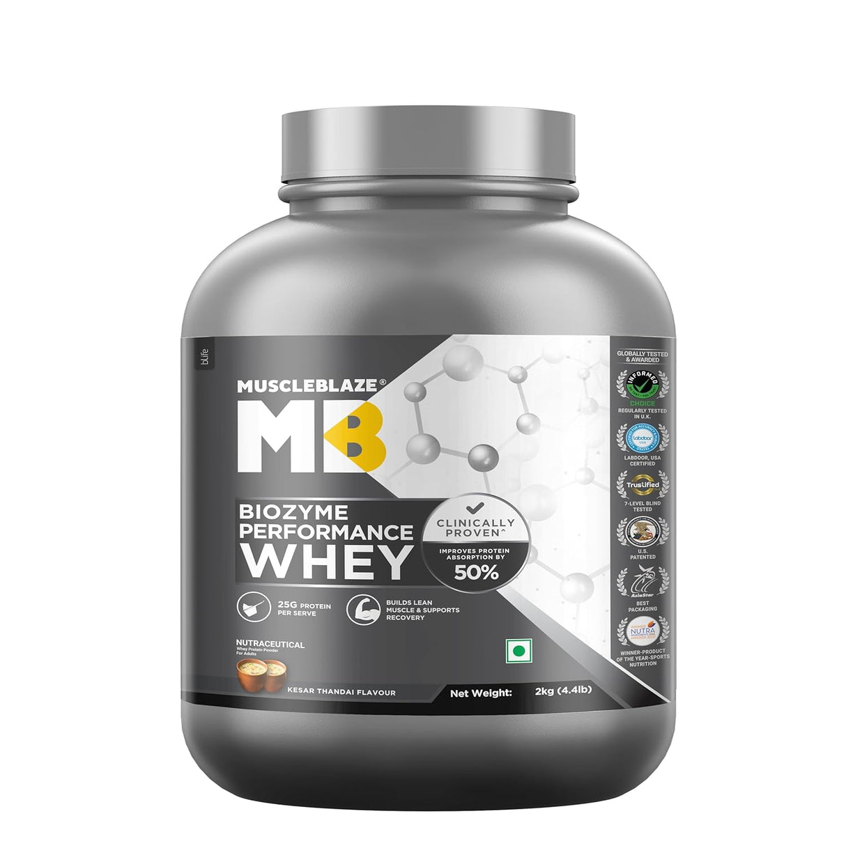 MuscleBlaze Biozyme Performance Whey - 4.4 Lbs