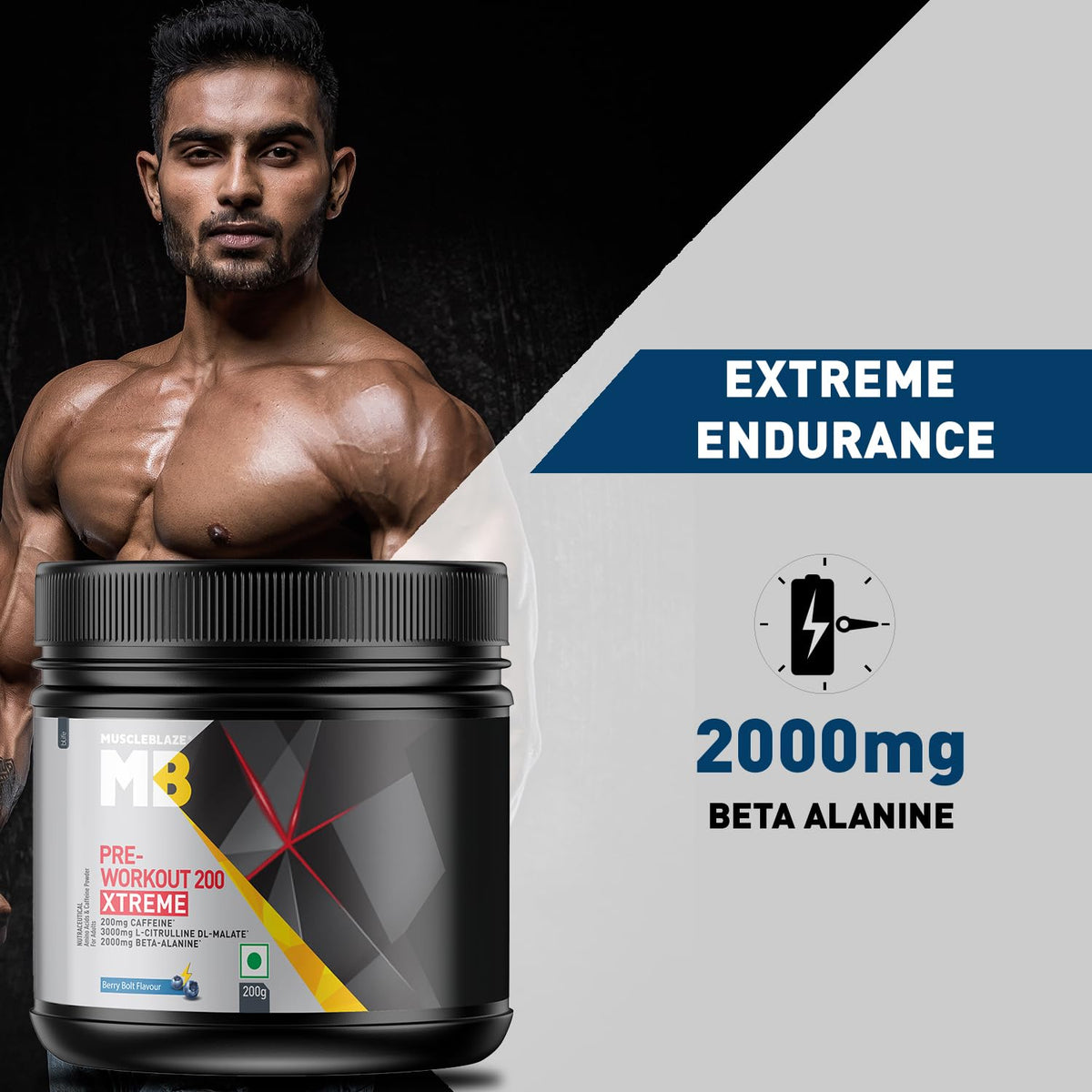MuscleBlaze PRE Workout 200 Xtreme, 200 g - 30 Servings
