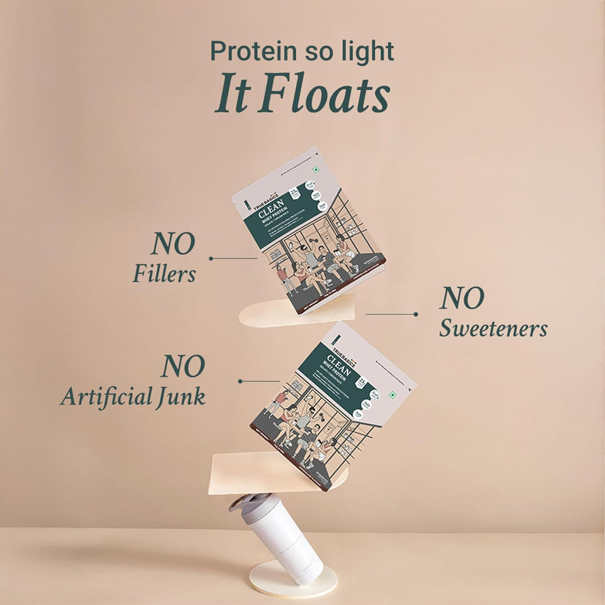 TrueBasics Clean Whey Protein Powder Isolate & Concentrate Blend (1 Kg) | 25g Protein | Trustified Gold Certified