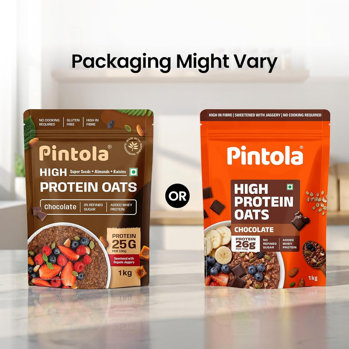 Pintola High Protein Oats Dark Chocolate 1 Kg | 26g Protein |  Breakfast Cereal
