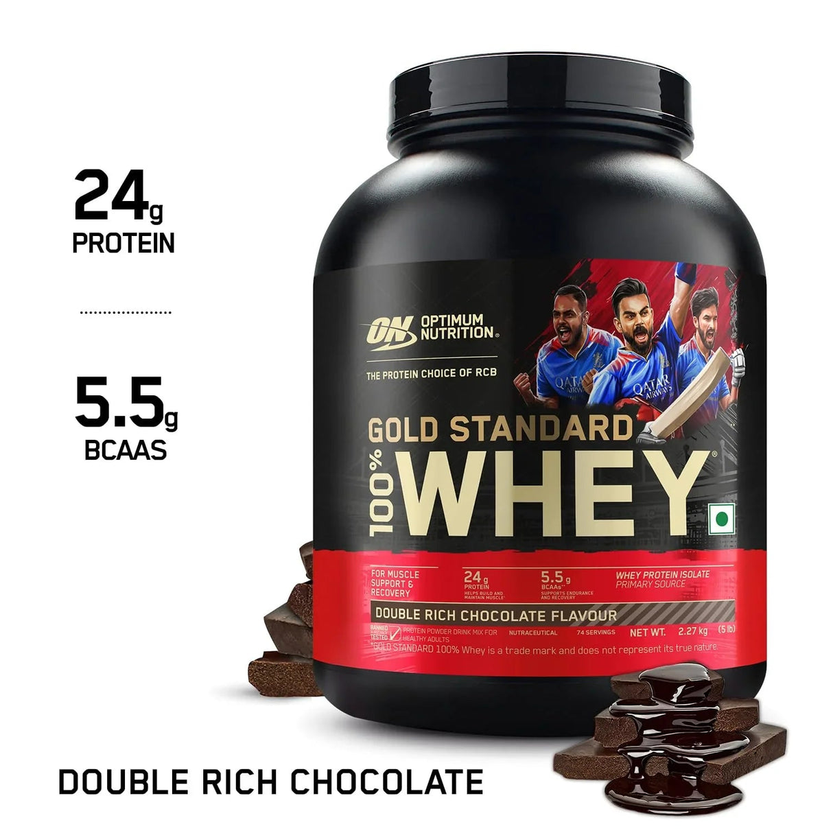 Optimum Nutrition (ON) Gold Standard 100% Whey 5 Lbs + Nutristar Micronized CREA Gold Creatine Monohydrate 250g (83 Servings) - Gold Standard Muscle Growth Combo
