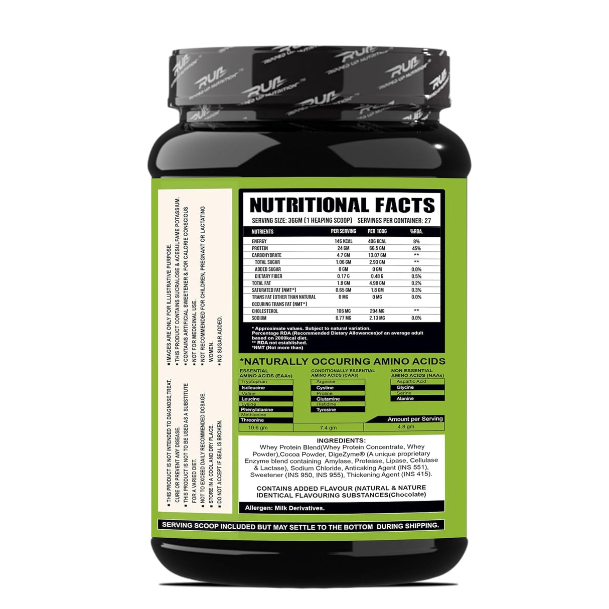 Ripped Up Nutrition Muscle Whey | 24g Protein, Low Carb Formula | 1 Kg, 27 Servings