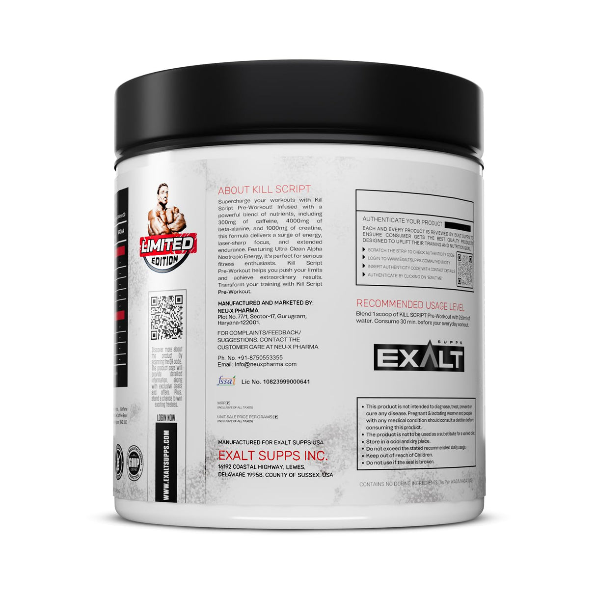 Exalt Supps Kill Script Pre-Workout Powder 300g | 30 Servings