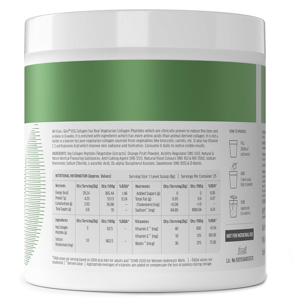 HK Vitals Skin Veg Collagen, 25 Servings - 200 Gm