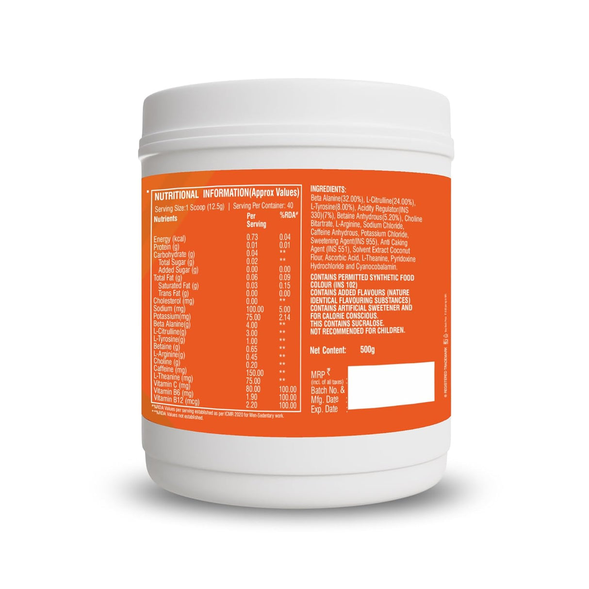 Healthfarm Thpre X Pre-Workout Powder – 40 Servings | Energy, Focus & Hydration Support | 500g