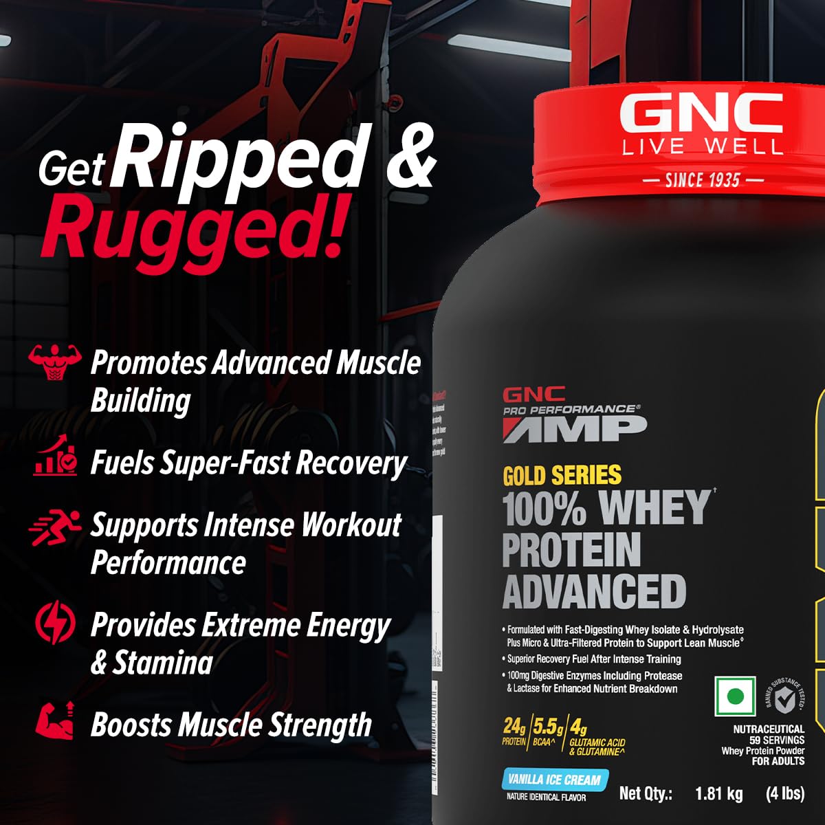 GNC AMP Gold 100% Whey Protein Advance - 4 Lbs