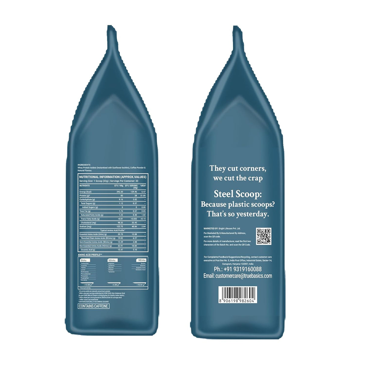 TrueBasics Clean Whey 100% Protein Isolate (1 Kg) | 28g Protein per Scoop