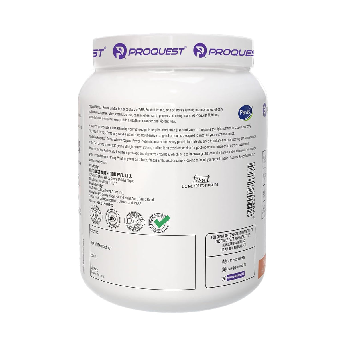 Proquest Power Whey Protein | 24g Protein Per Scoop | 5.3G Bcaa & 11.9G Eaa | Added Probiotics & Digezyme For Fast & Easy Digestion | 1 Kg