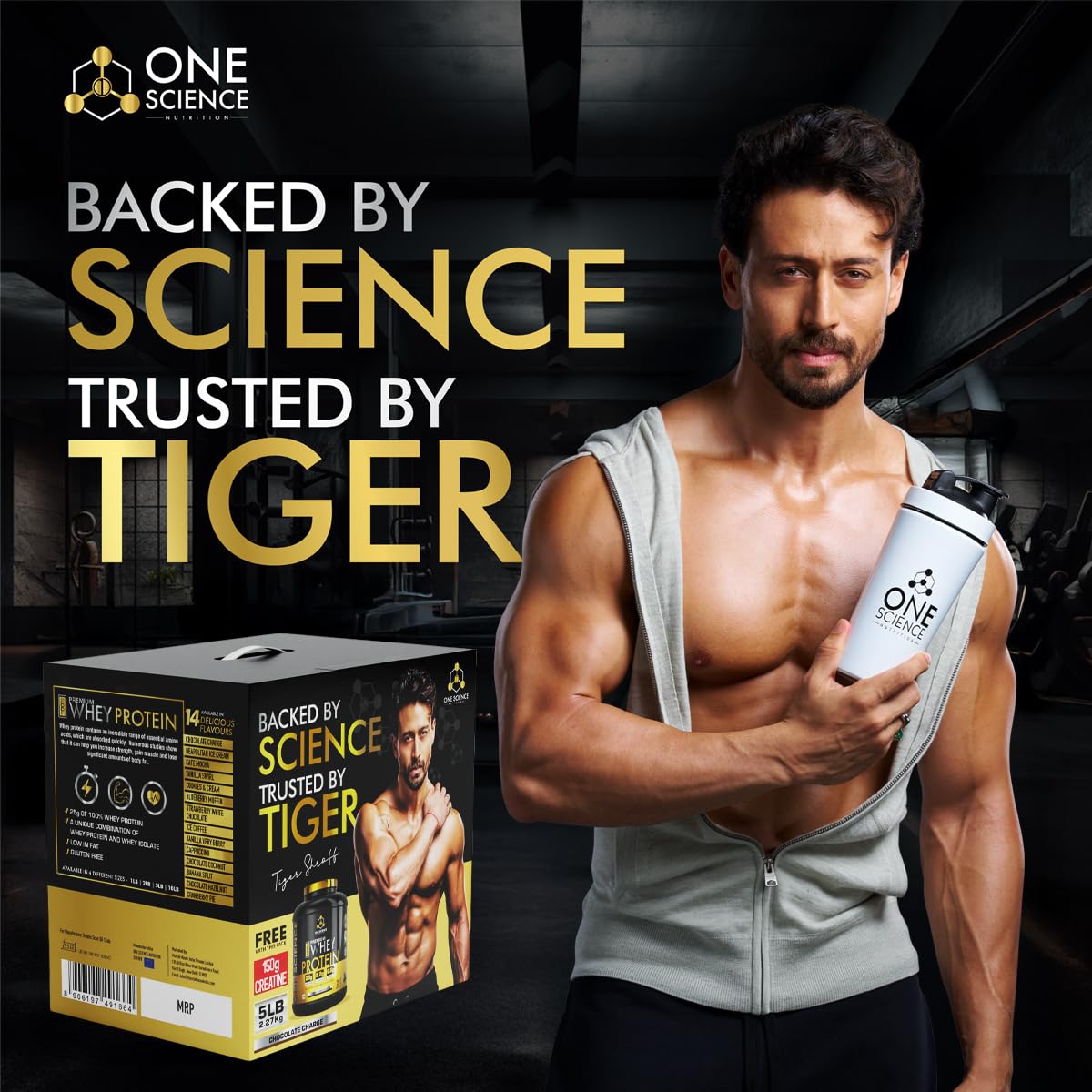 One Science Premium Whey Protein 5 Lbs with Micronized Creatine 150 Gm | 25g Protein Per Serving | Lean Bulk Stack