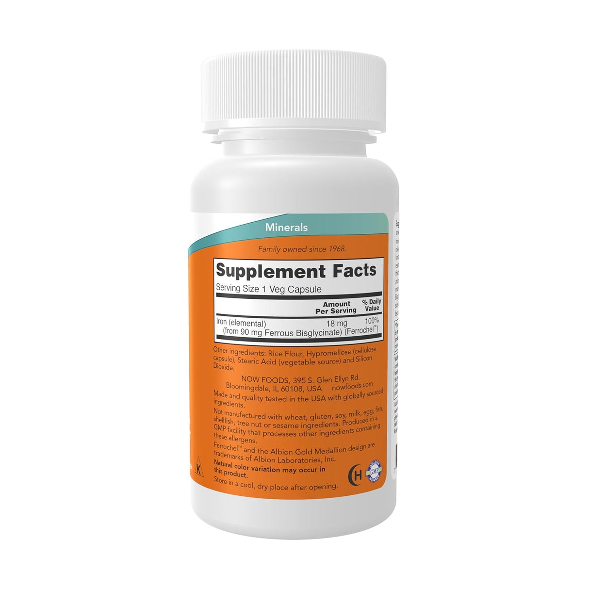 Now Foods Iron Supplement 18mg | 120 Veg Capsules