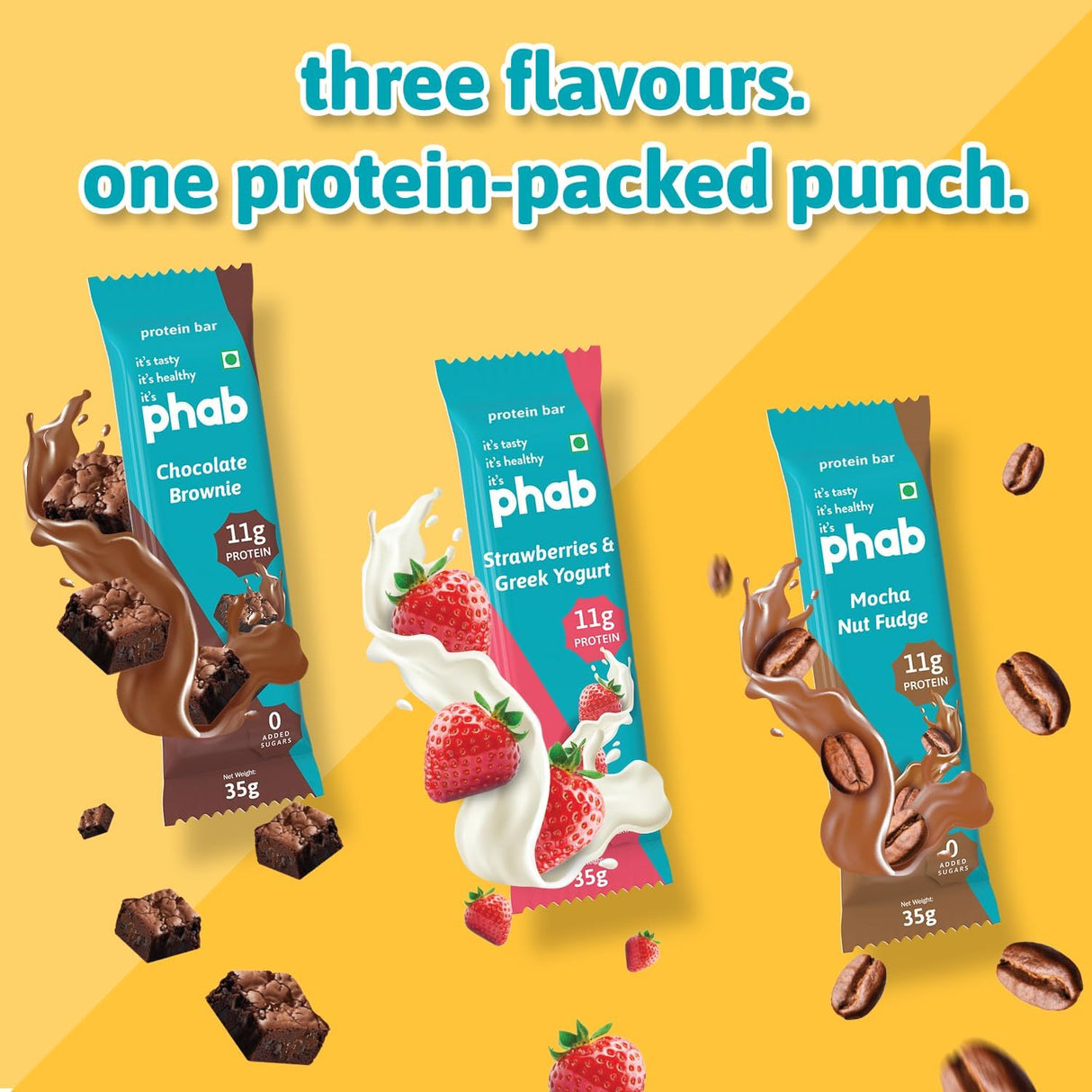 PHAB Fudge Protein Bars | 11g Protein | Pack of 12