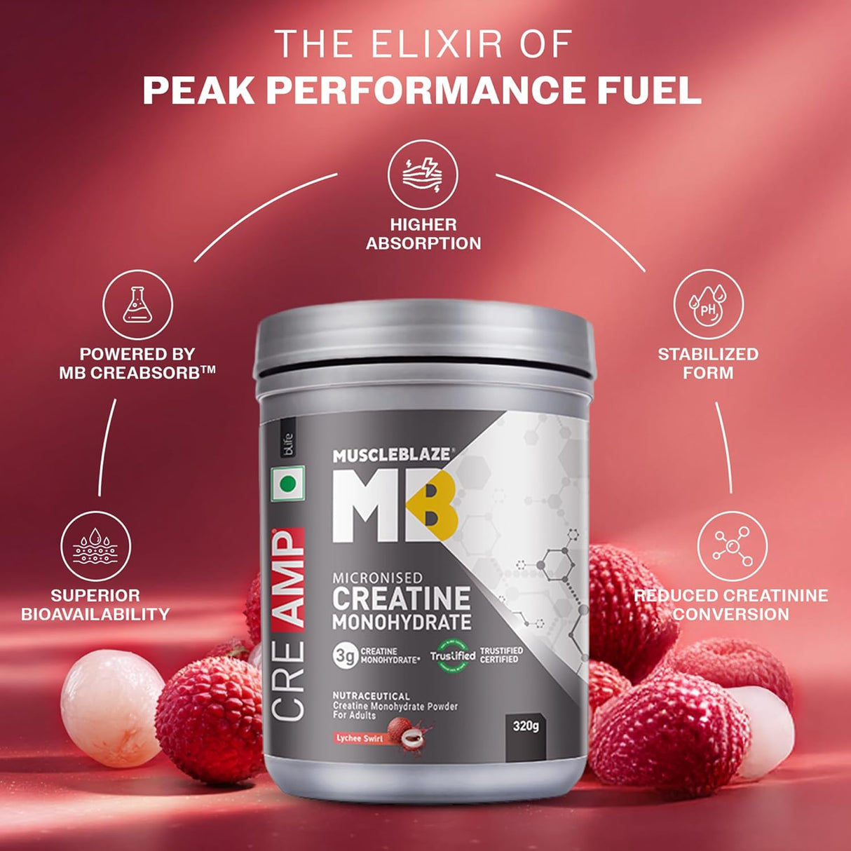 MuscleBlaze Creatine Monohydrate CreAMP - 80 Servings