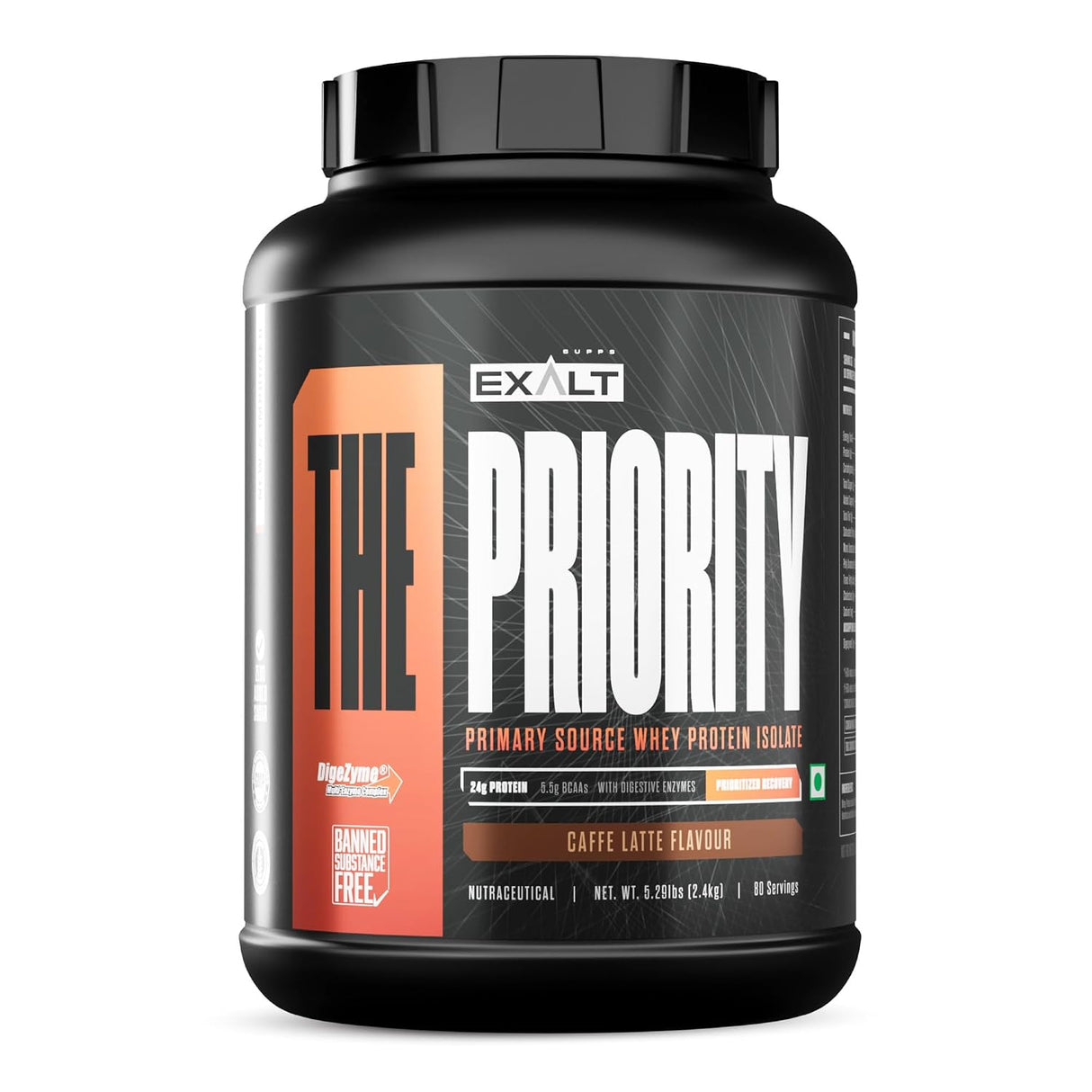 Exalt Supps Priority Whey Protein Isolate | 24g Protein | 5.5g BCAAs & DigeZyme | 2.4 kg