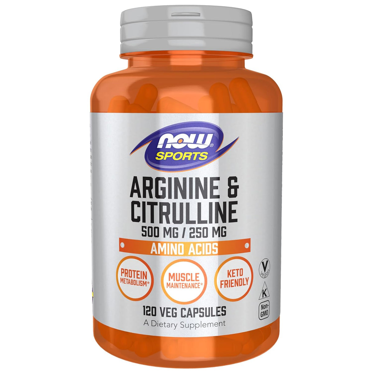 NOW Foods Arginine & Citrulline | 500mg / 250mg | 120 Veg Capsules