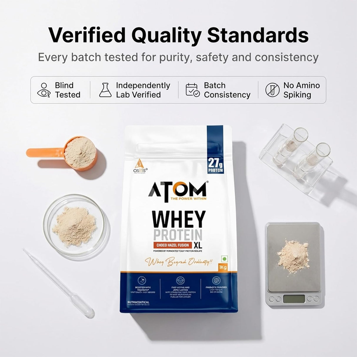 AS-IT-IS ATOM Whey Protein XL 1kg | Whey Protein with DigeZyme® & Fermented Yeast Protein