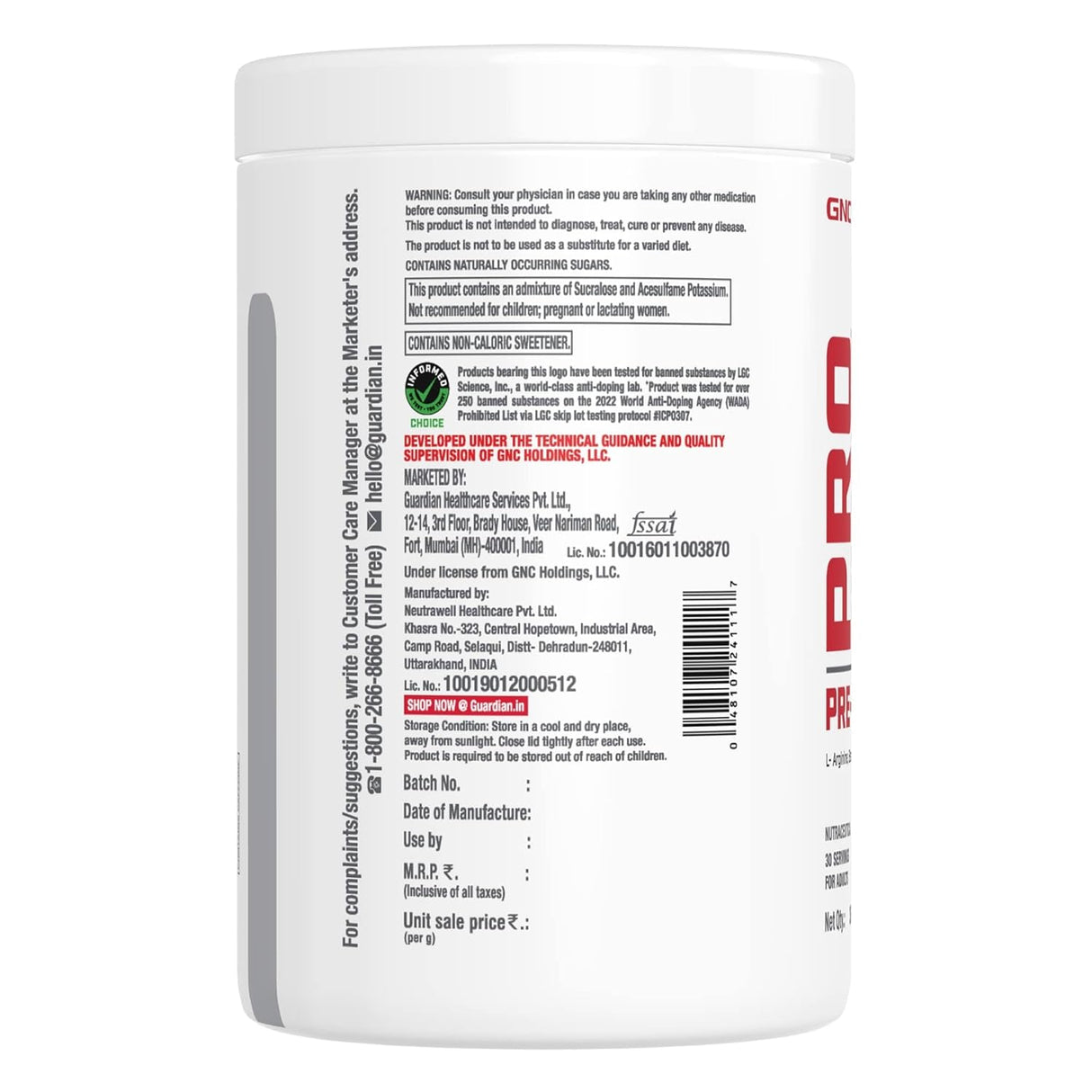 GNC Pro Performance Pre Workout - 30 Servings
