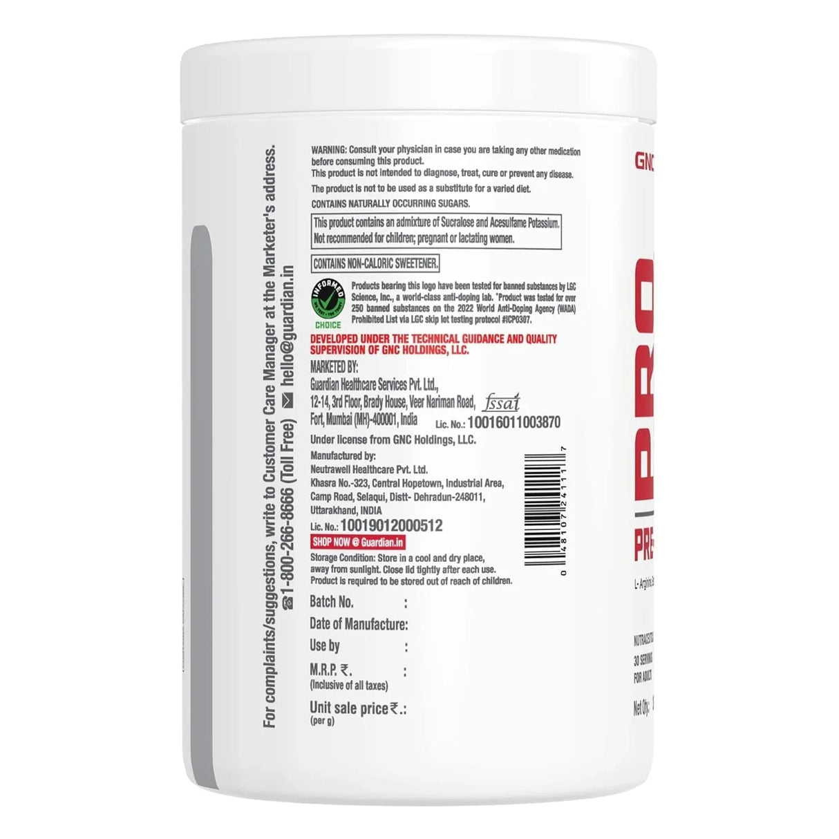 GNC Pro Performance Pre Workout (30 Servings) + Nutristar Micronized CREA Gold Creatine Monohydrate 250g (83 Servings) - Explosive Strength & Performance Combo