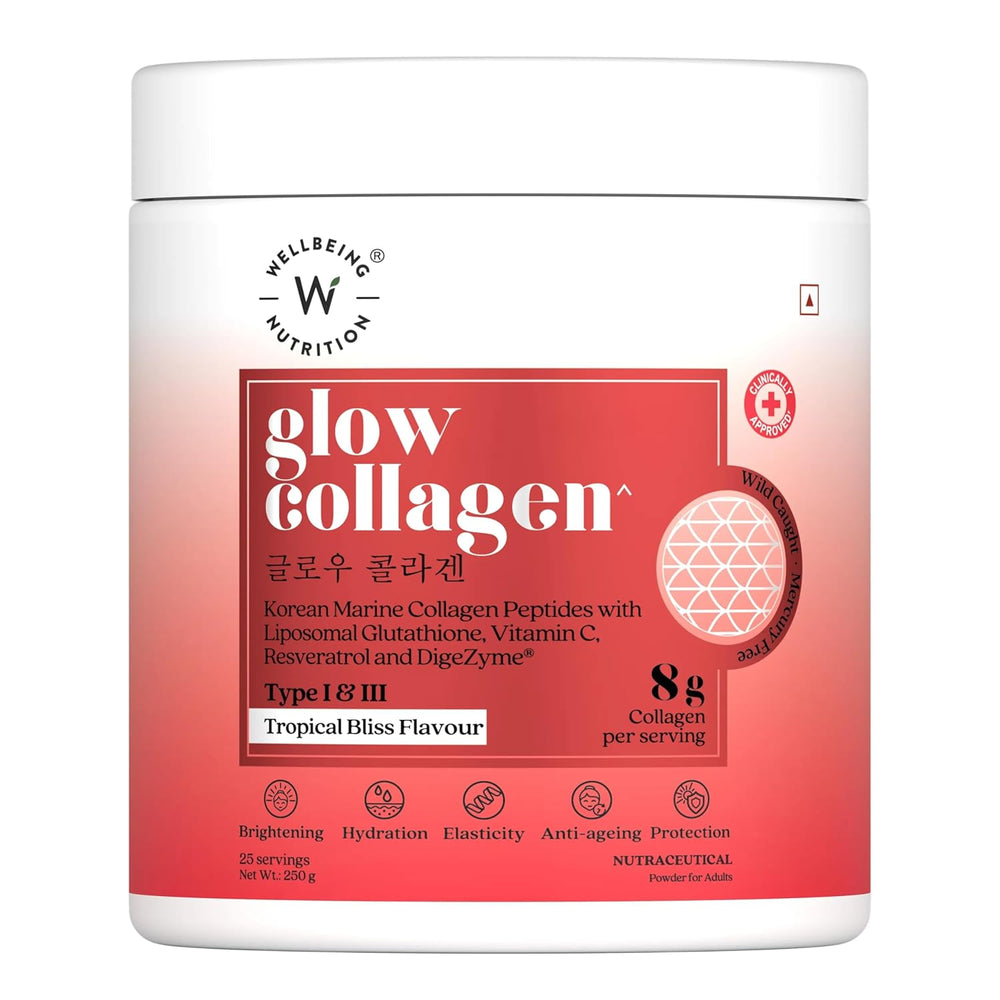 Wellbeing Nutrition Glow Collagen | 25 Servings - 250 Gm