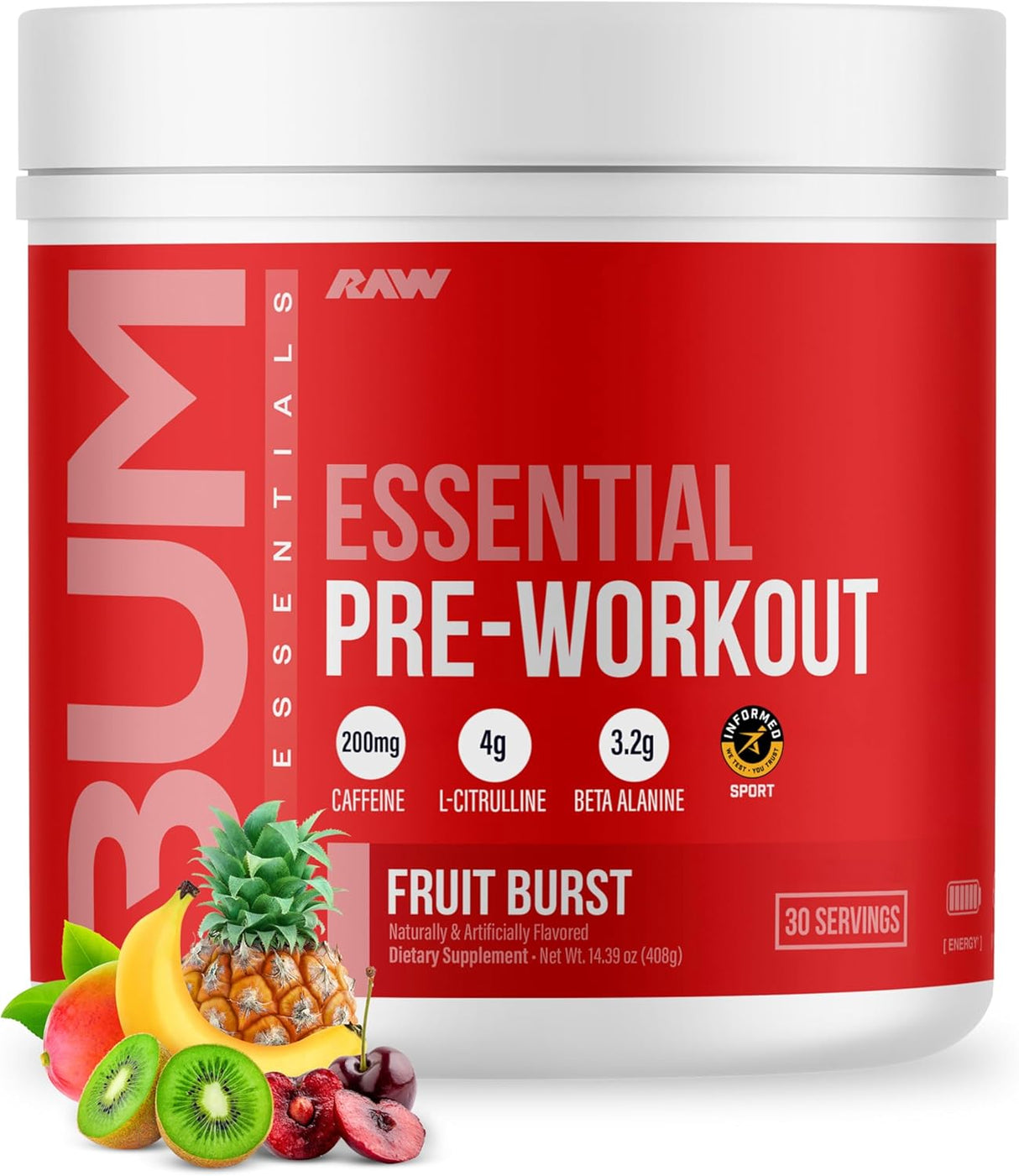 RAW Essential Pre-Workout Powder | Caffeine, L-Citrulline, L-Tyrosine & Beta-Alanine