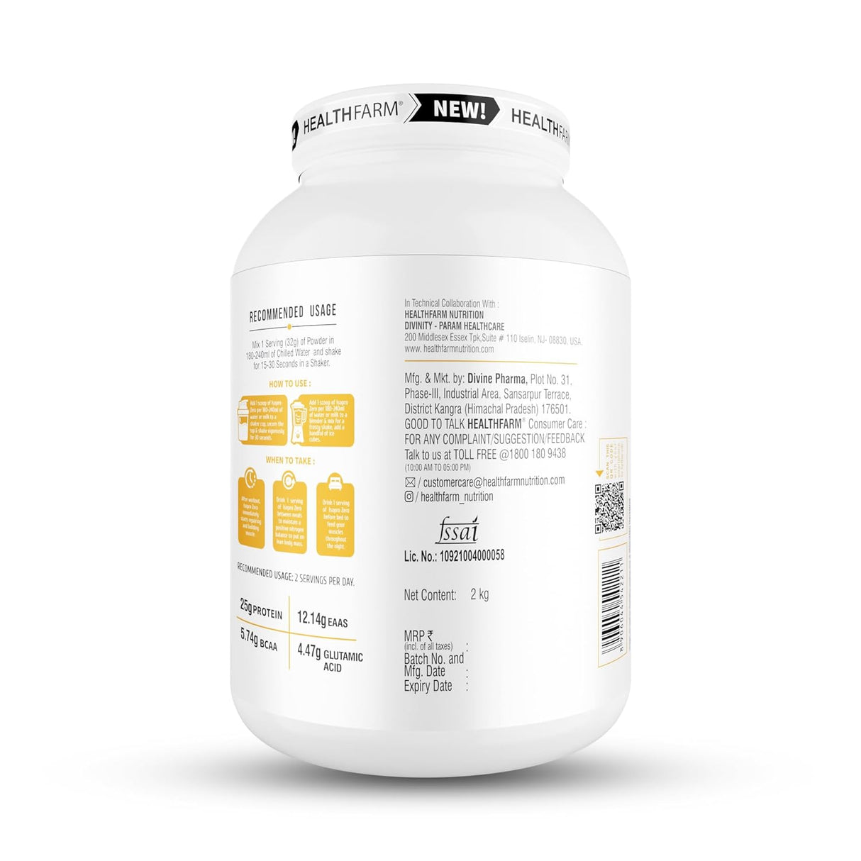 Healthfarm Isopro Zero 100% Whey Protein Isolate | Fast Recovery | 2 Kg (4.4 lbs)