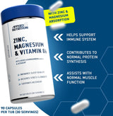 Applied Nutrition ZMA Pro | Zinc, Magnesium, Vitamin B6 & Ashwagandha | 90 Capsules (30 Servings)