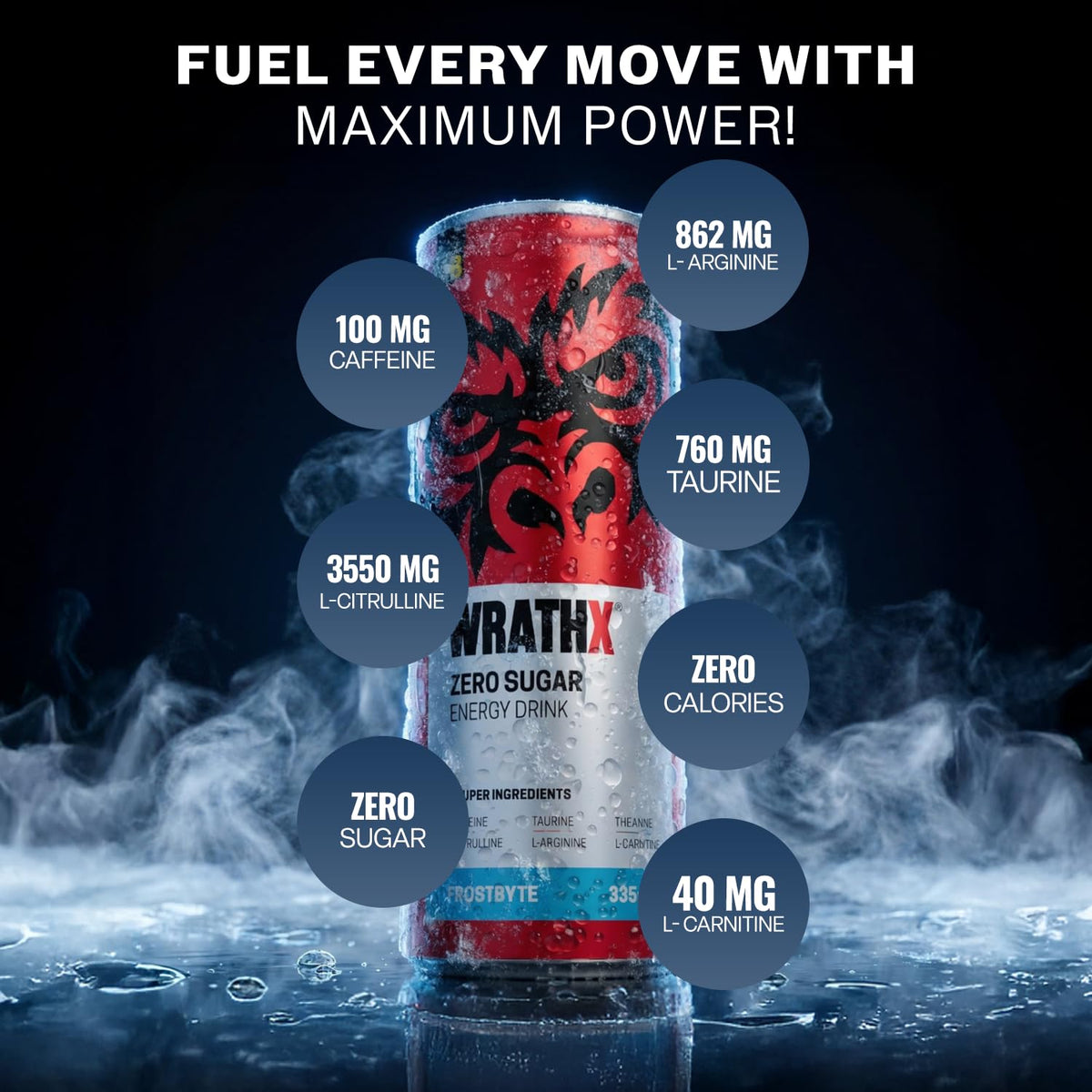 MuscleBlaze WrathX Energy Drink | Frostbyte | 335ml x  Pack of 6