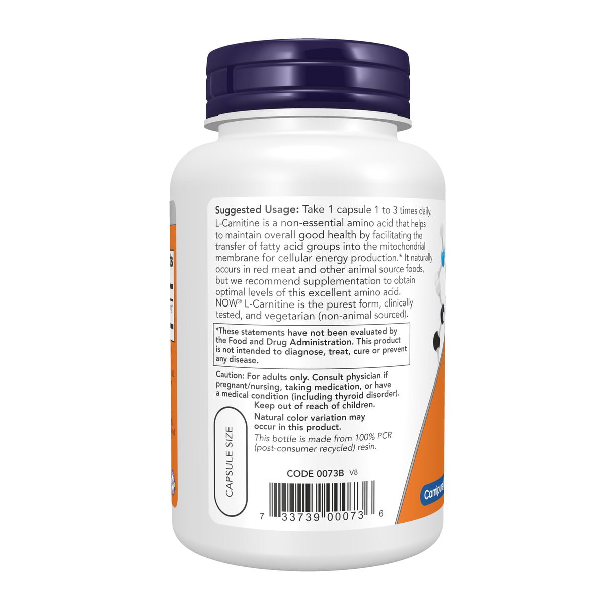 NOW Foods L-Carnitine Amino Acid 500mg | 180 Veg Capsules