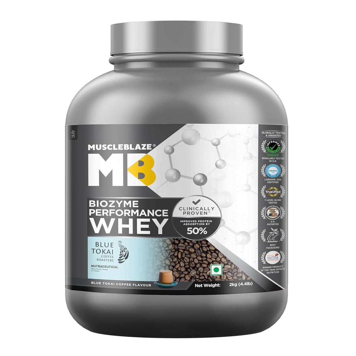 MuscleBlaze Biozyme Performance Whey - 4.4 Lbs