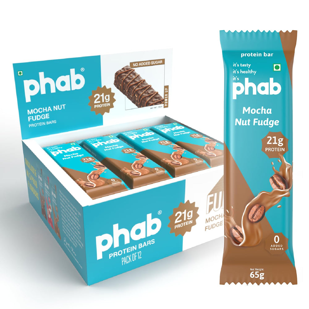 PHAB Fudge Protein Bars | 21g Protein | Pack of 12