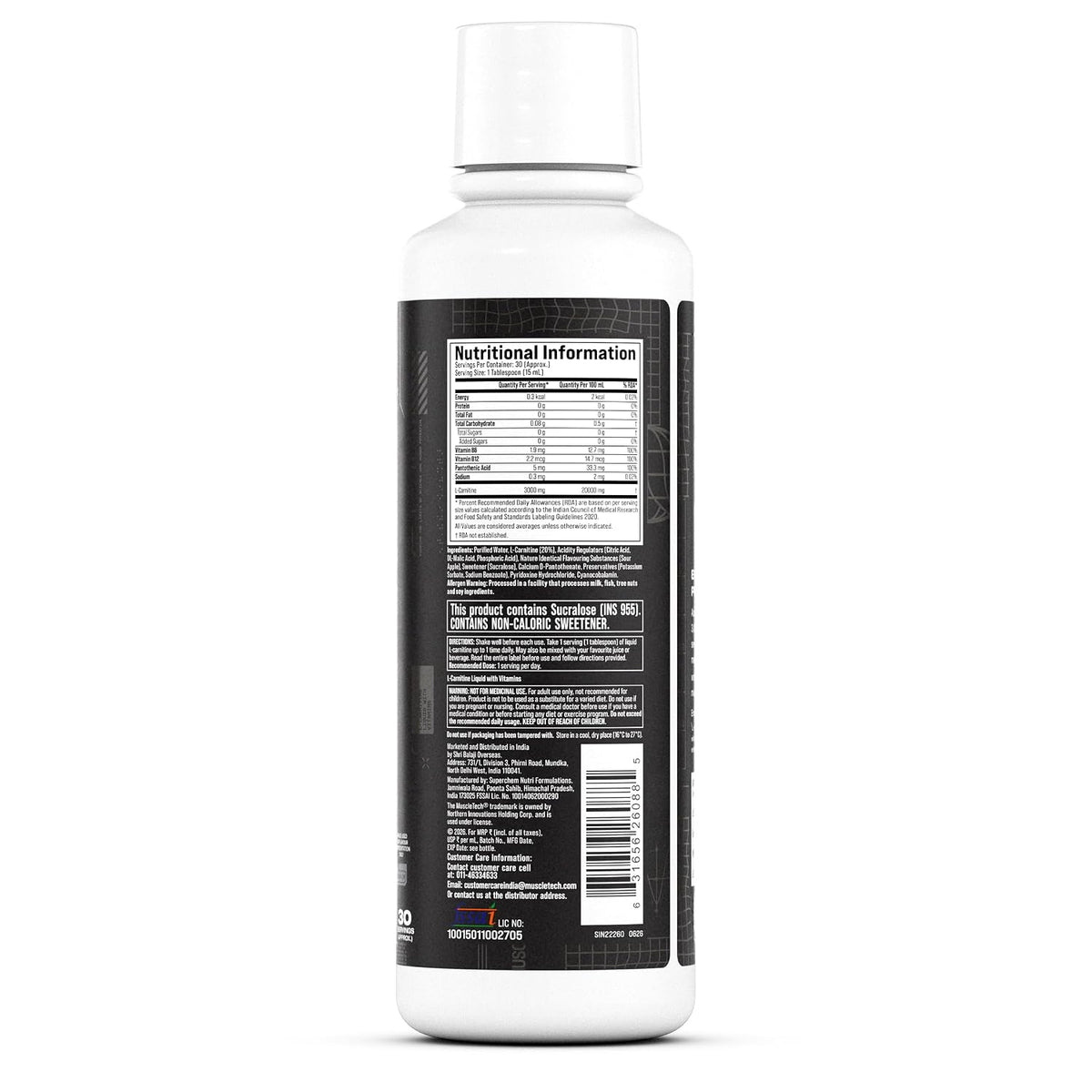 MuscleTech Platinum Liquid L-Carnitine 450ml | 3000mg per Serving | 30 Servings