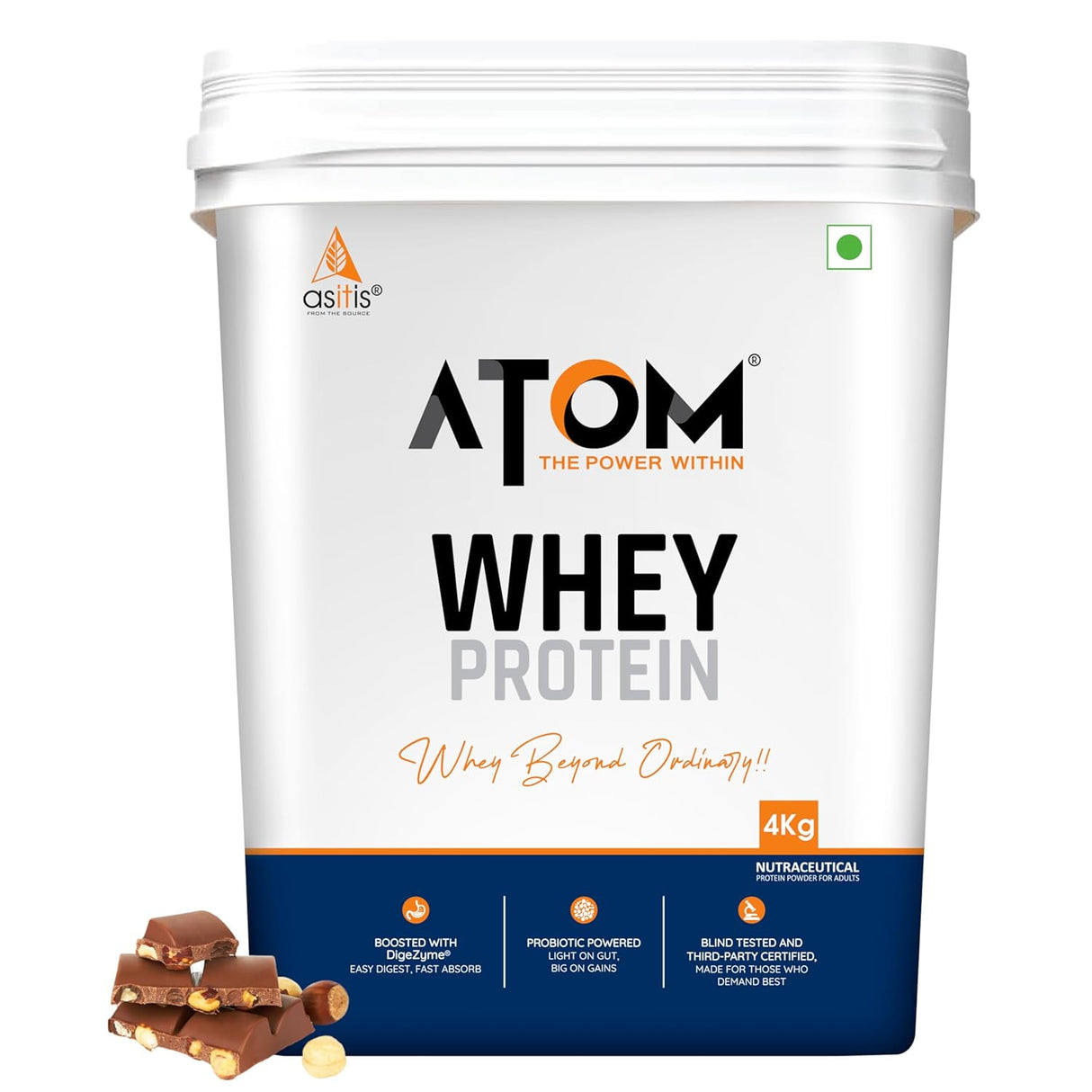 AS-IT-IS Atom Whey Protein with Digestive Enzymes - 4 Kg  (8.8 Lbs)