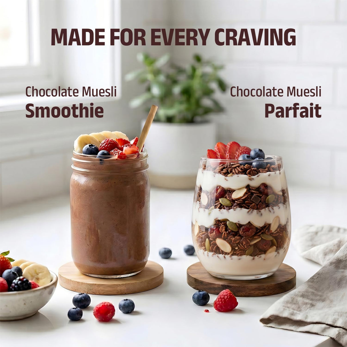 Pintola High Protein Dark Chocolate & Cranberry Muesli 1kg | 25g Protein | High Fibre