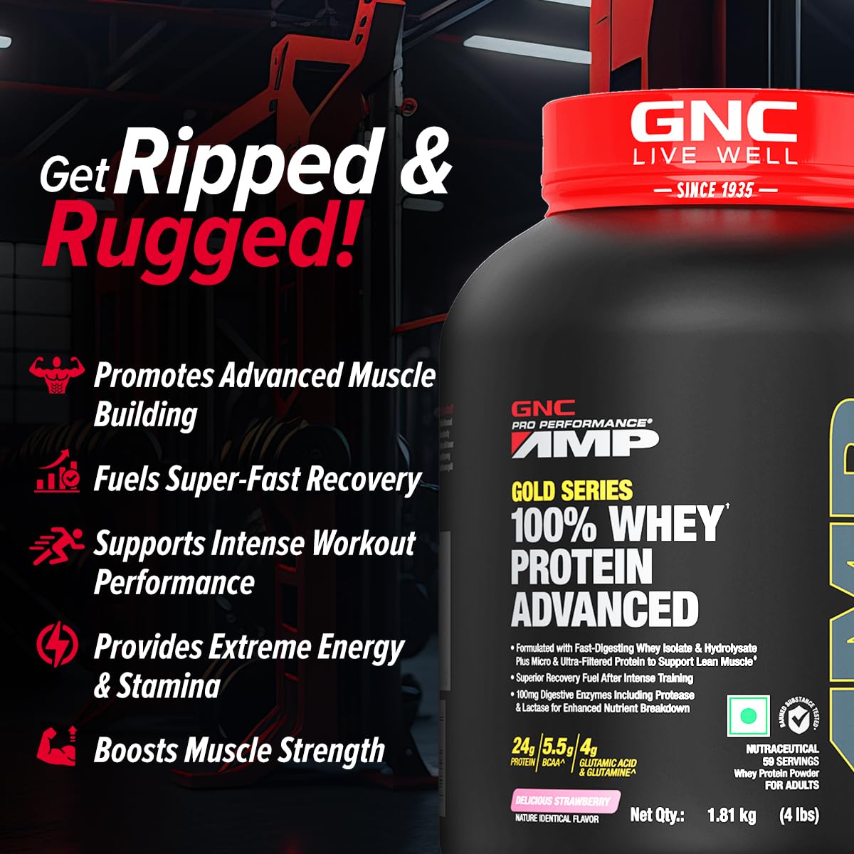 GNC AMP Gold 100% Whey Protein Advance - 4 Lbs
