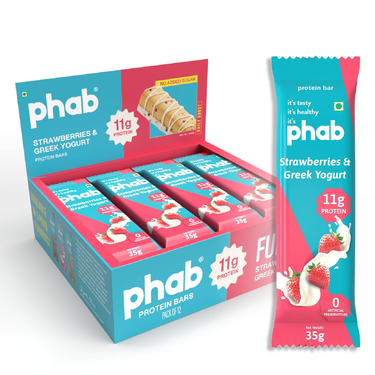 PHAB Fudge Protein Bars | 11g Protein | Pack of 12