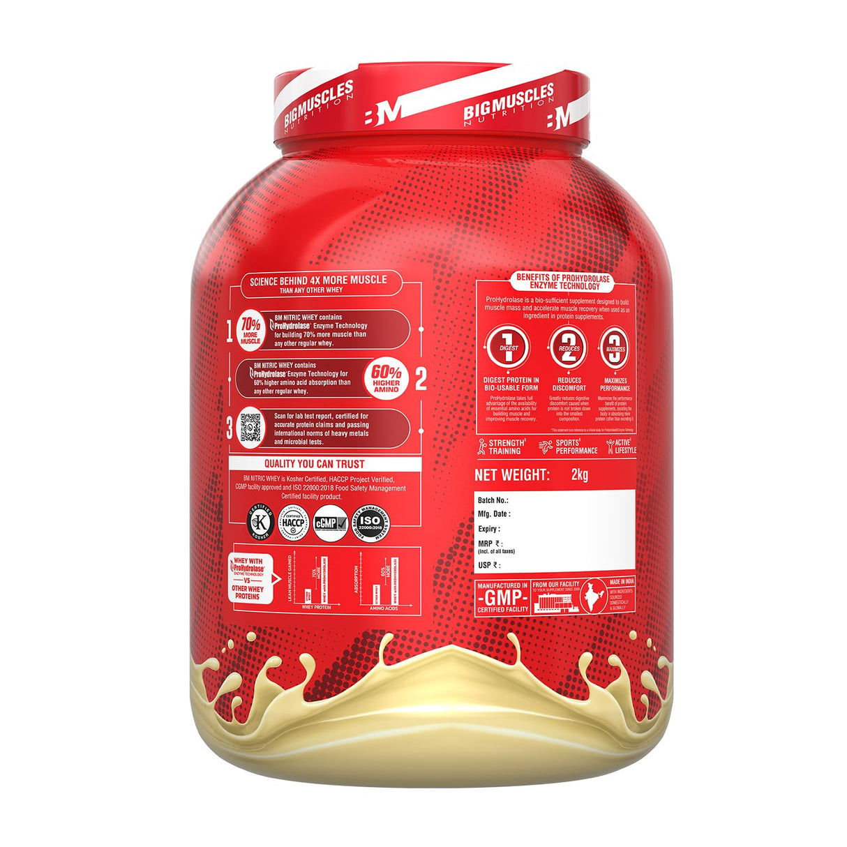 Big Muscles Nutrition Nitric Whey Protein - 4.4 Lbs