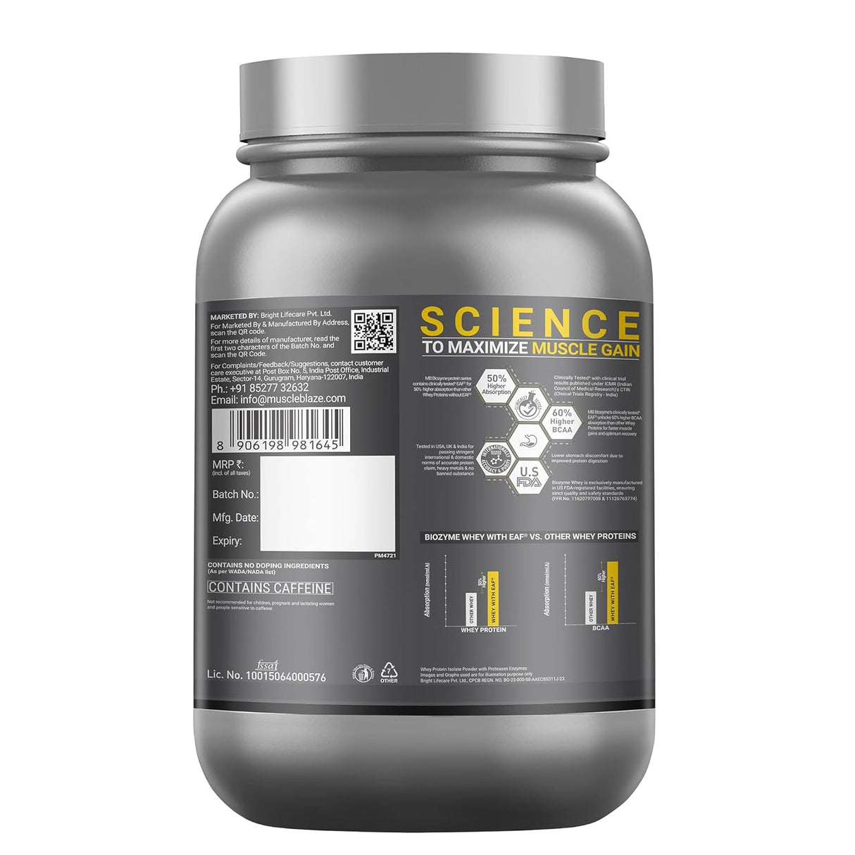 MuscleBlaze Biozyme Iso-Zero Low Carb Whey Protein Isolate - 1 Kg