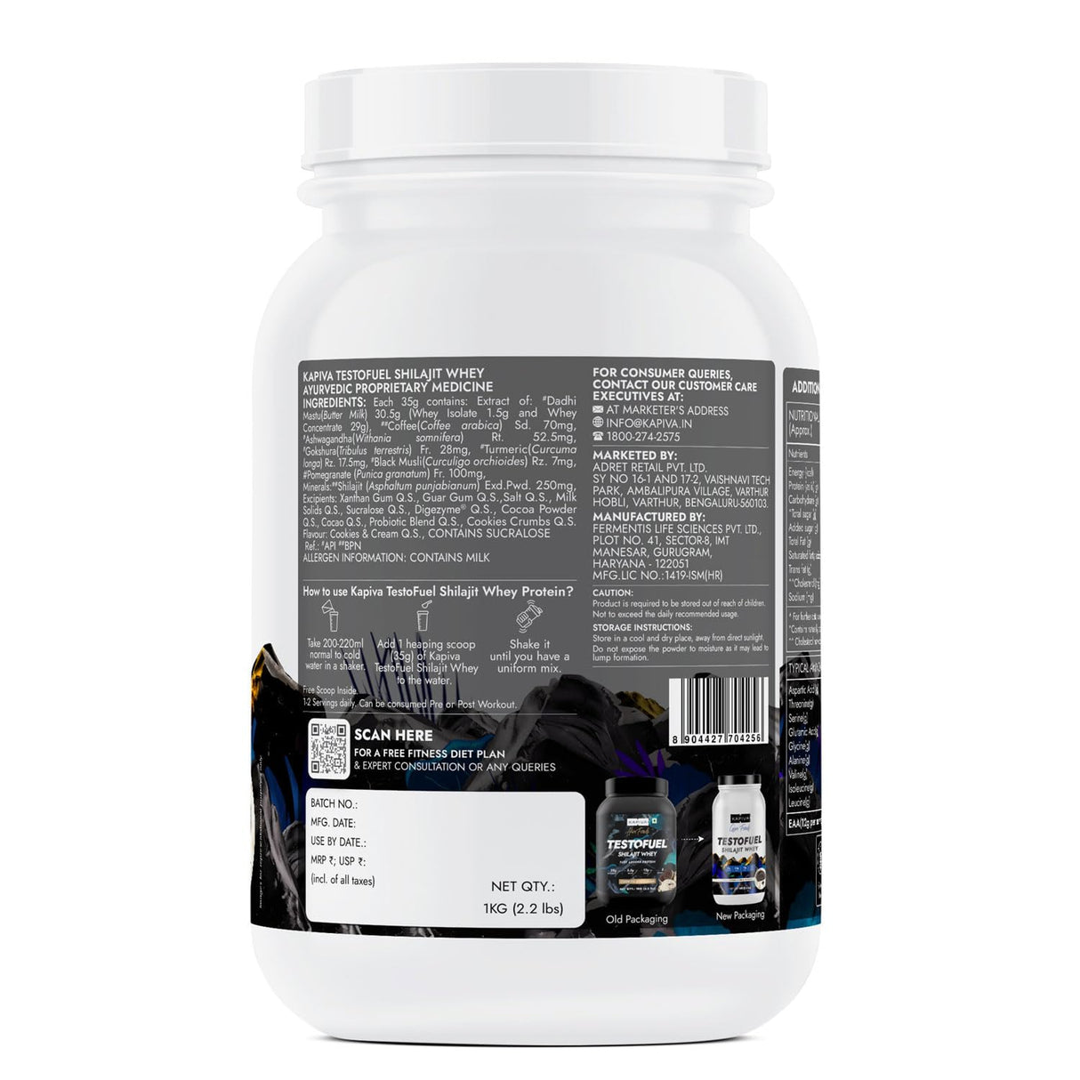 Kapiva Gym Foods Testofuel Shilajit Whey, 28 Servings - 2.2 lbs