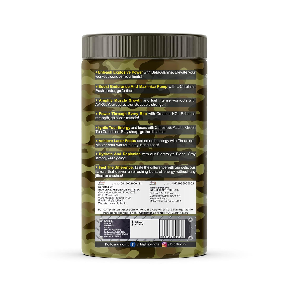 Bigflex Nuke Pre-Workout Powder | Energy & Workout Support | 400g (33 Servings)