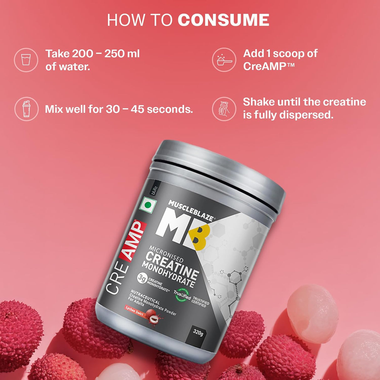 MuscleBlaze Creatine Monohydrate CreAMP - 80 Servings