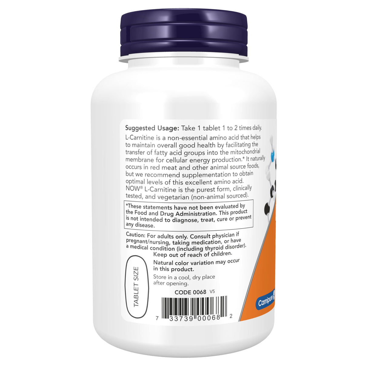 NOW Foods L-Carnitine Amino Acid 1000mg | 100 Tablets