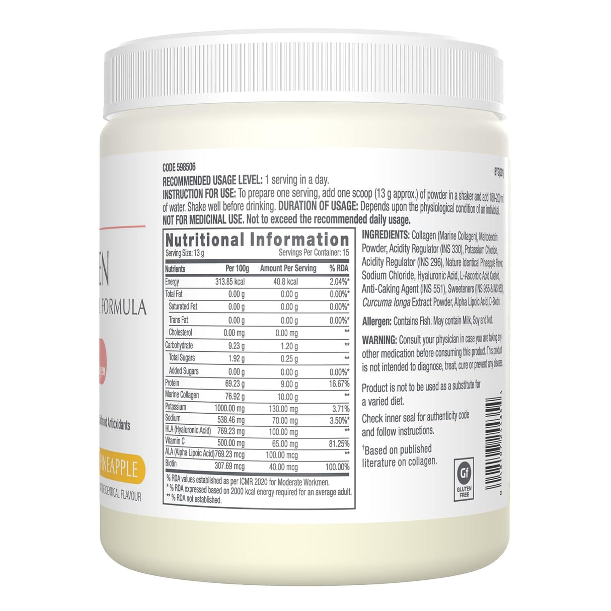 GNC Marine Collagen 200g | 10g Collagen Per Serving | With Hyaluronic Acid, Biotin & Vitamin C
