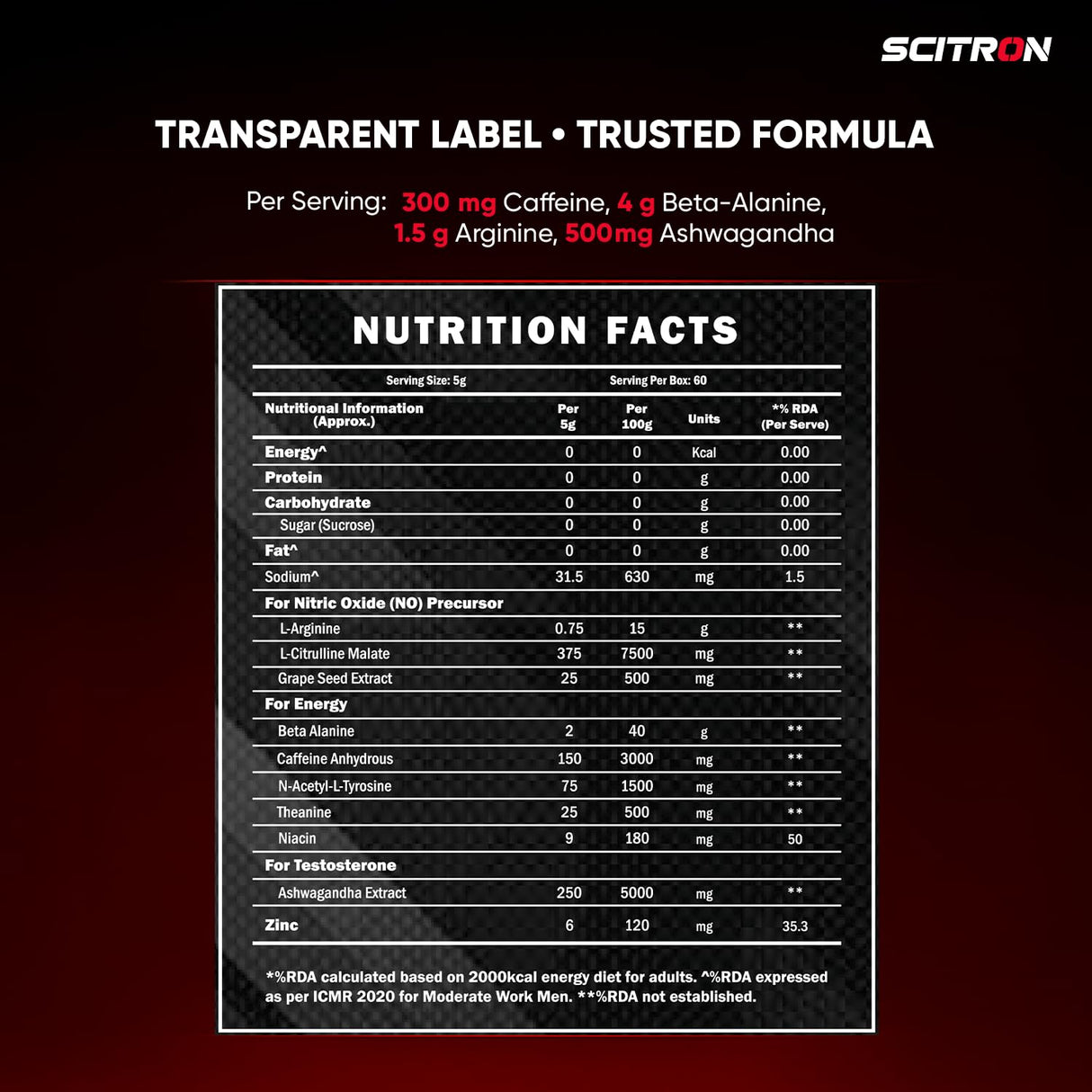 Scitron Volcano Pre Workout 300g, (60 Servings)