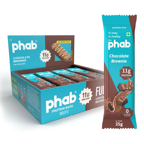 PHAB Fudge Protein Bars | 11g Protein | Pack of 12
