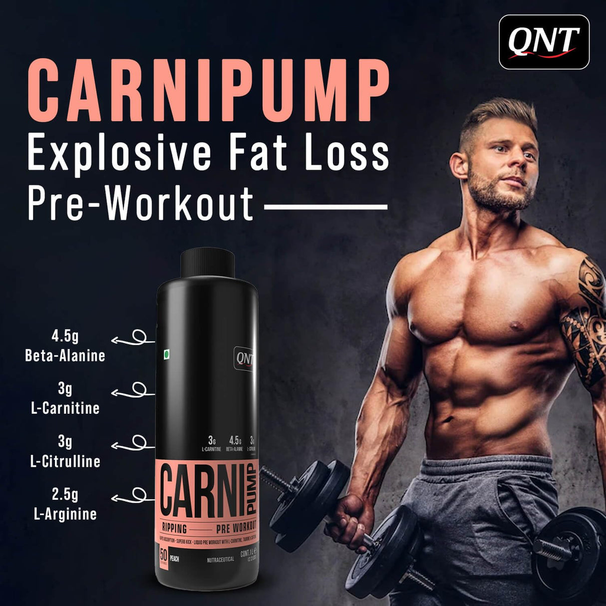 QNT Carni-Pump Ripping Pre-Workout Liquid 25 Servings