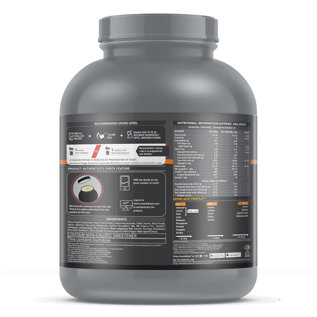 MuscleBlaze Biozyme Performance Whey Protein PR - 4.4 Lbs