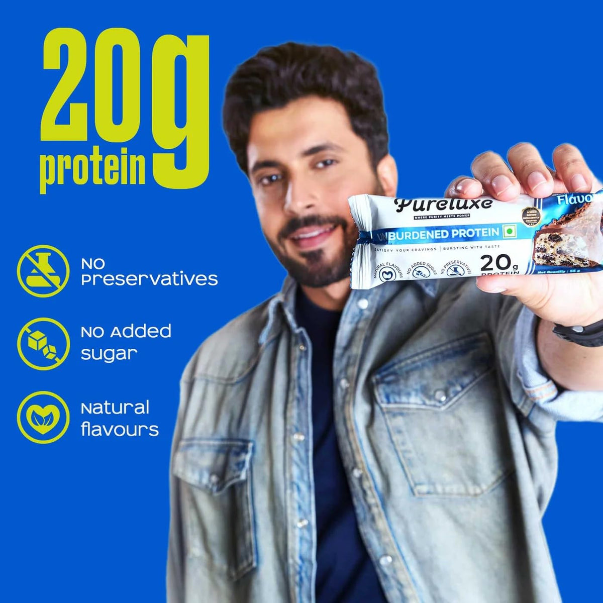 Pureluxe Nutrition Unburdened Protein Bars 55g | 20g Protein | Pack of 6